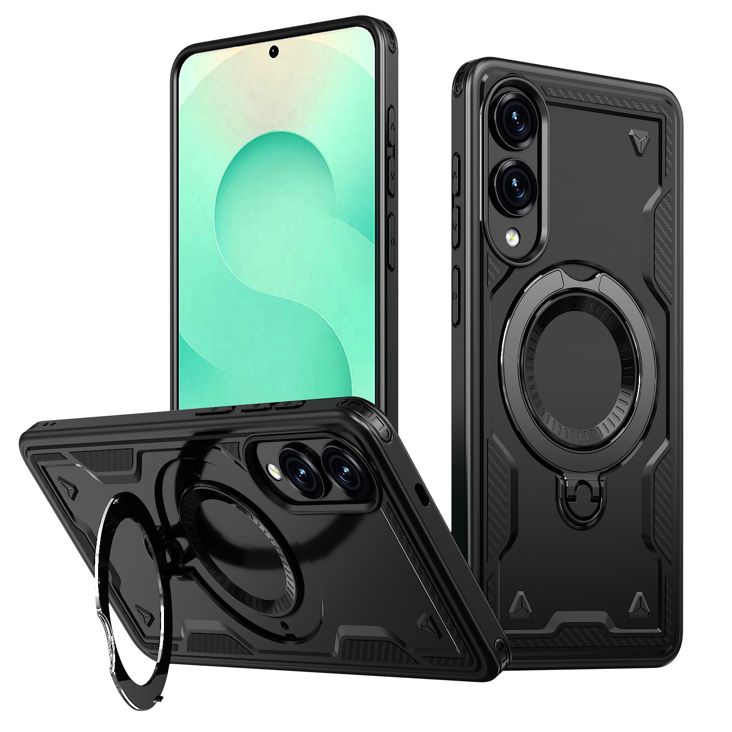 Reiko 360¡ã Rotating Magnetic Versatile Stand Black Compatible with Samsung Galaxy S25 EDGE